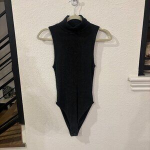Zara Sleeveless Black Turtleneck Ribbed Bodysuit